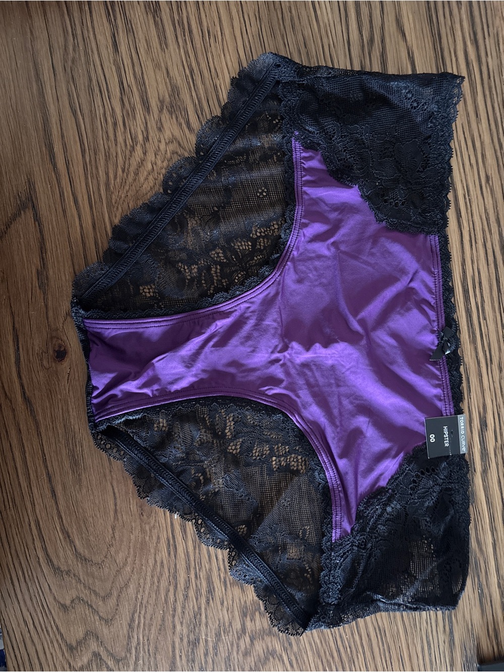 Torrid Women's Purple & Black Lace Hipster Panty